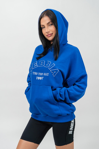 Nebbia Oversize mikina s kapucí GYM RAT 256 - blue - L